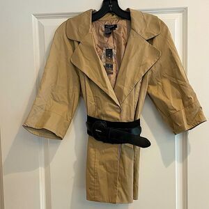Sandro | Women's Khaki Jacket Belted Sz. L